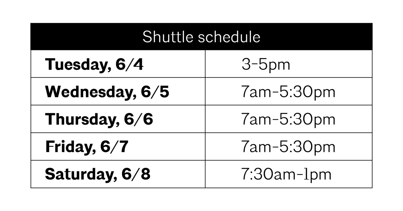 shuttle schedule01 AIA Conference on Architecture & Design 2024