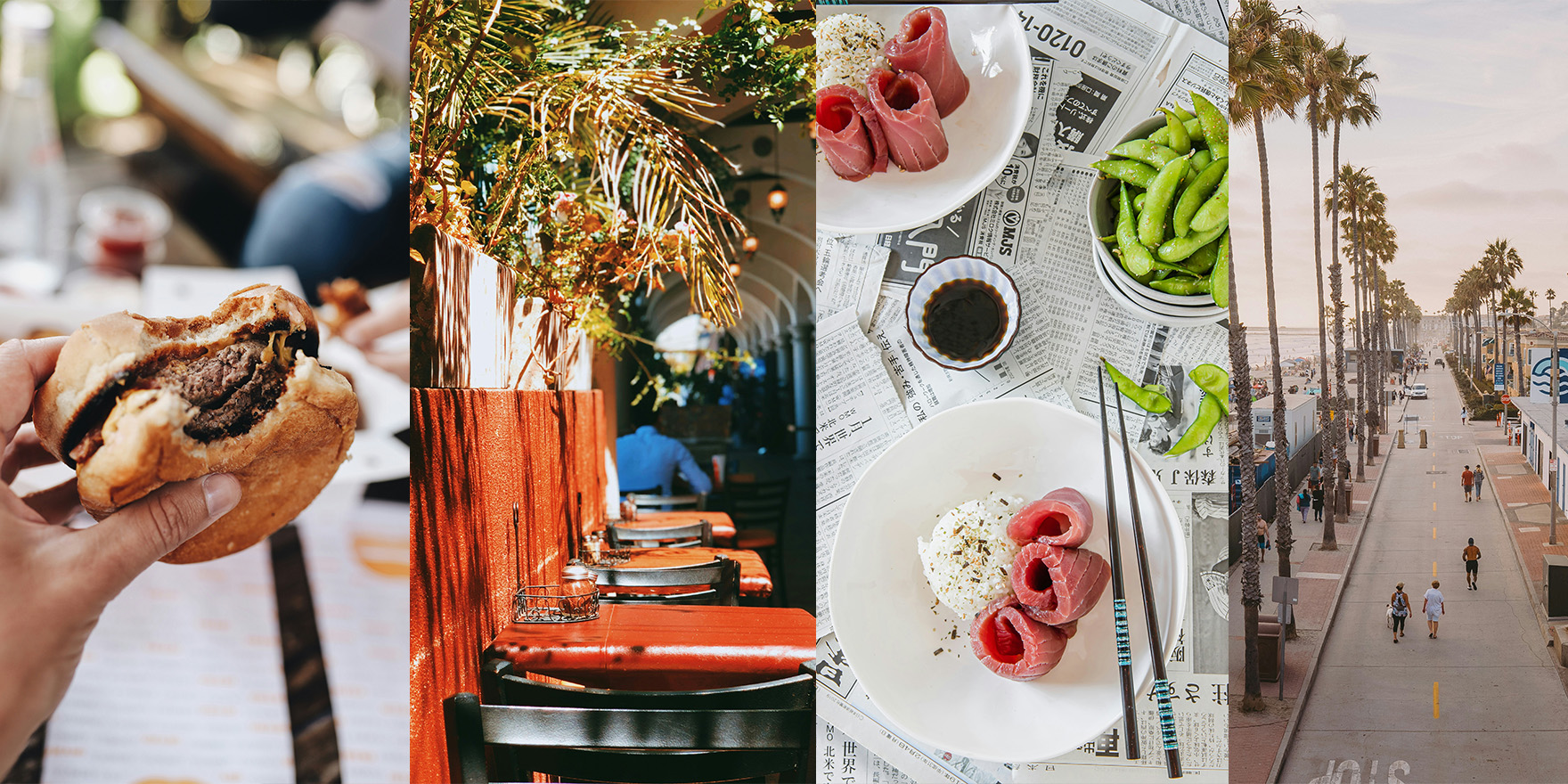 Collage of San Diego food and restaurants